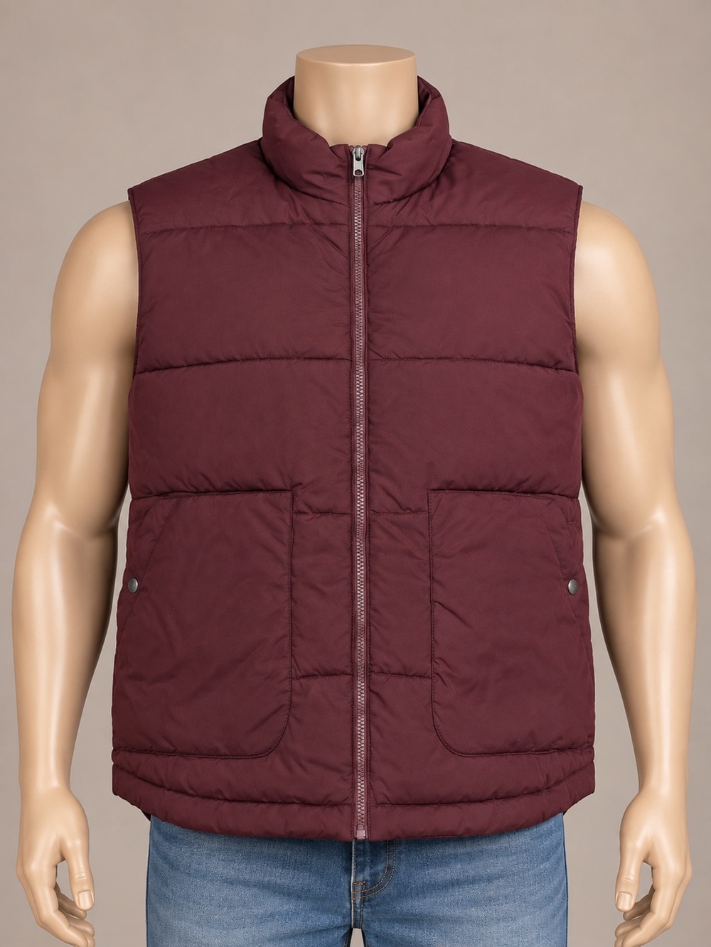 St. John’s Bay Men’s XL Burgundy Quilted Puffer Vest Full Zip